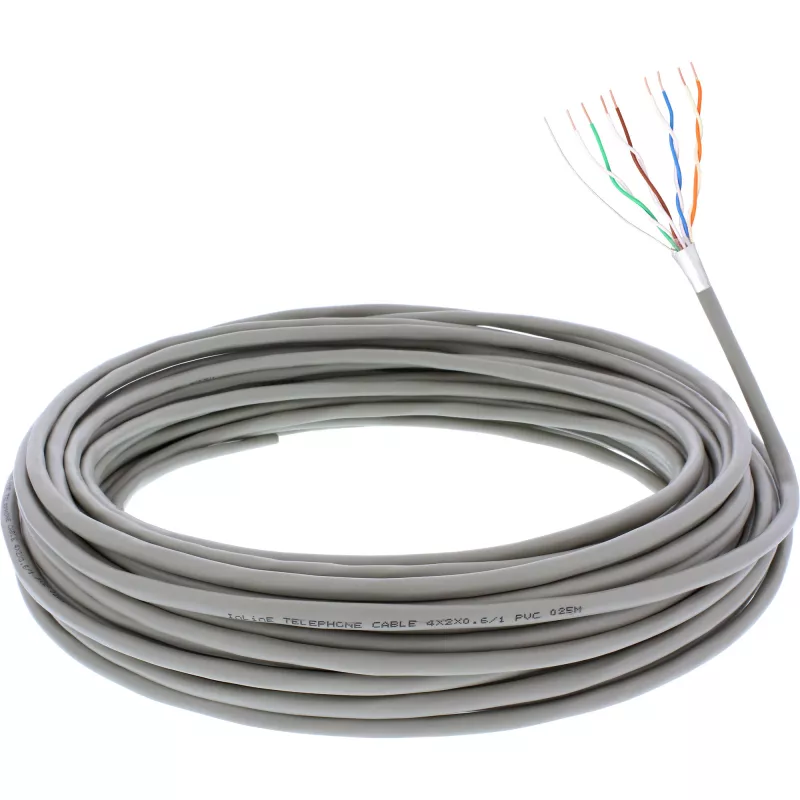 InLine telefonikaabel 8 juhtmega paigalduskaabel 4x2x0,6 mm varjestatud 25 m