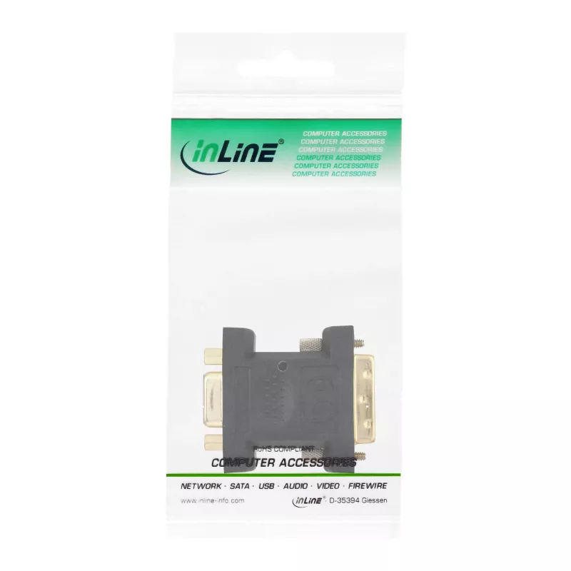 InLine DVI-A adapter DVI 12+5 isane-VGA 15HD emane, kullatud