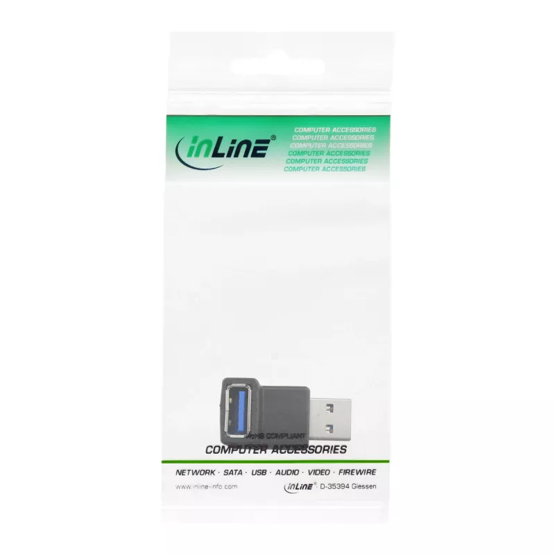 USB 3.0 adapter, tüüp A-pistik / A-pesa, 90° nurga all, InLine 35300R