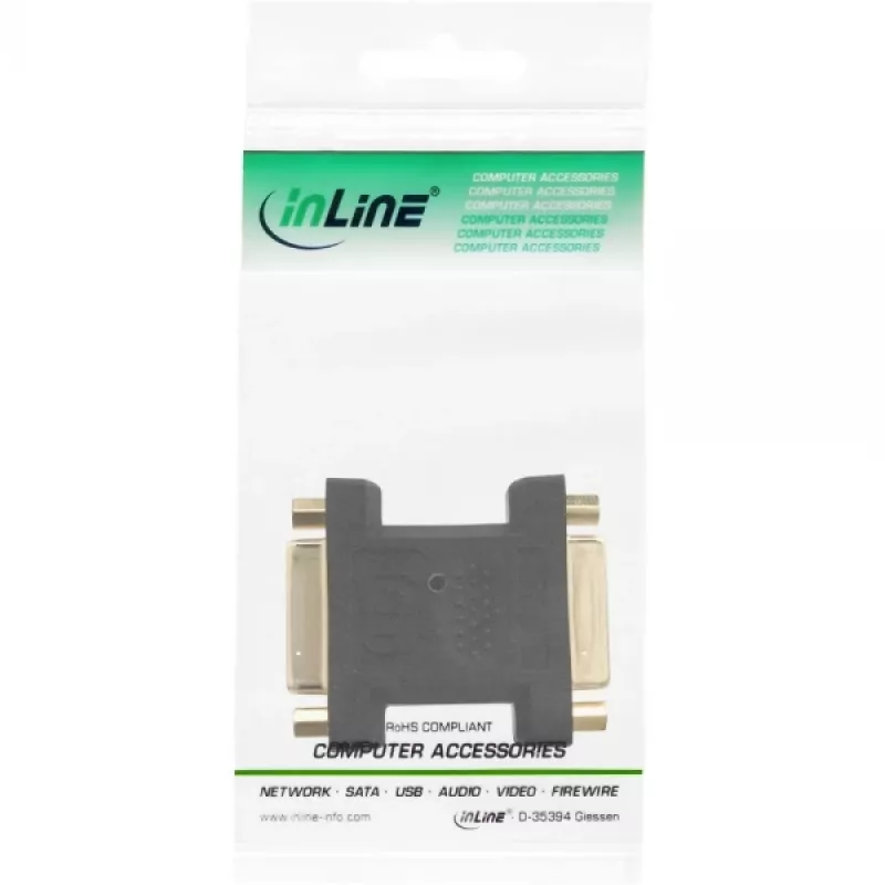 InLine DVI-I adapter digitaalne + analoogne 24+5 emane / emane must kullatud
