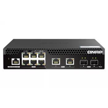 QNAP QSW-M2106R-2S2T võrgukommutaator hallatav L2 10G Ethernet (100/1000/10000) 1U must