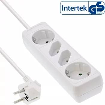 InLine pistikupesadega pikendusjuhe, 4-kohaline, 2x CEE7/3 + 2x Euro CEE 7/16, valge, 1,5 m