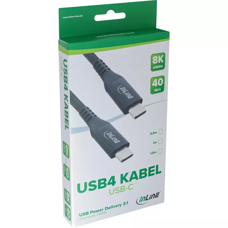 USB4-kaabel InLine 35906A 0,5 m USB-C isane/isane 8K60Hz must