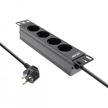 InLine 10-tolline PDU, 4-suunaline maanduskontakt, ilma lülitita, 2 m, must