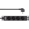 InLine 10-tolline PDU, 4-suunaline maanduskontakt, ilma lülitita, 2 m, must