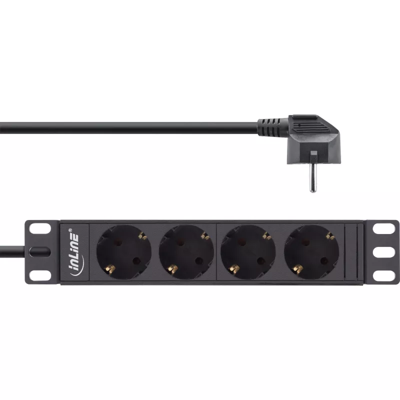 InLine 10-tolline PDU, 4-suunaline maanduskontakt, ilma lülitita, 2 m, must