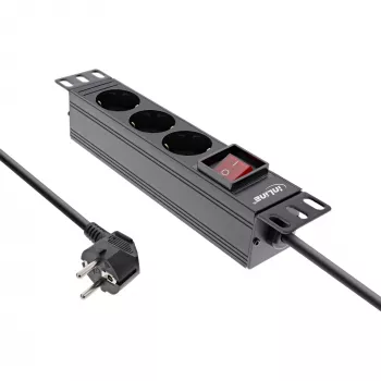 InLine 10-tolline PDU, 3-suunaline maanduskontakt, lülitiga, 2 m, must
