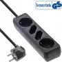 InLine pistikupesade riba, 4-kohaline, 2x CEE7/3 + 2x Euro CEE 7/16, must, 1,5m