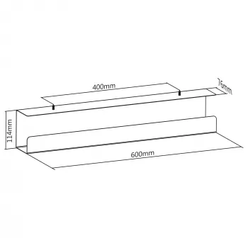 InLine lauaalune kaabeldushaldussüsteem 23190W — teras, valge, 114×600×76 mm