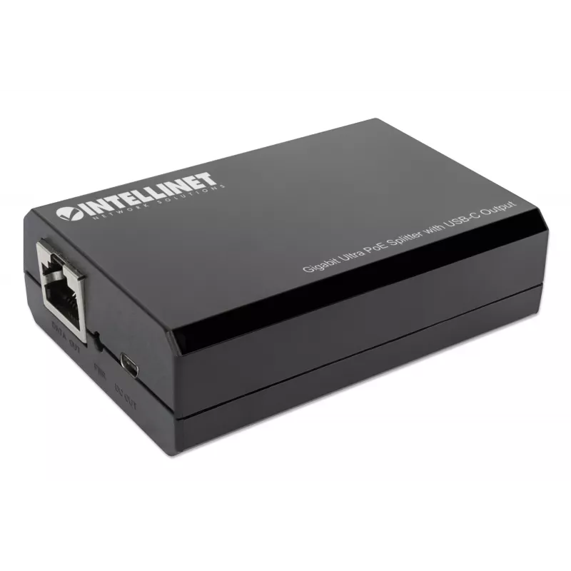Intellinet PoE Splitter USB-C väljundiga, PoE++ / 4PPoE, Gigabit Ultra, IEEE 802.3bt, RJ45 sisend- ja väljundpordid, kuni 45 W USB-C väljundport