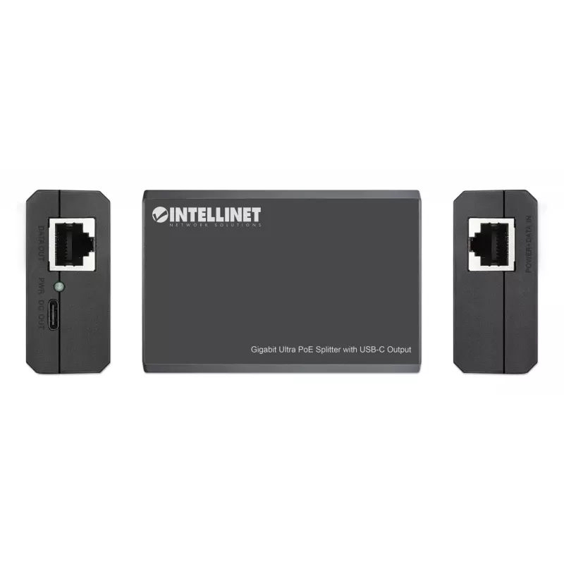 Intellinet PoE Splitter USB-C väljundiga, PoE++ / 4PPoE, Gigabit Ultra, IEEE 802.3bt, RJ45 sisend- ja väljundpordid, kuni 45 W USB-C väljundport