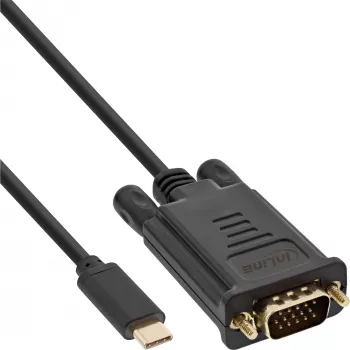 InLine USB-ekraanikaabel, USB-C isane / VGA isane (DP Alt Mode), must, 2 m
