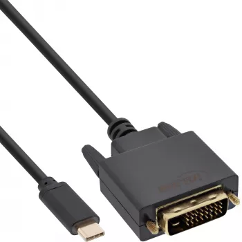 InLine USB-ekraanikaabel, USB-C isane / DVI isane (DP Alt Mode), must, 1 m