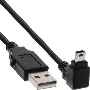 USB-tüüp A-pistik / Mini-USB isane 5 kontakti alla nurga all 90° must 0,5 m InLine 34205