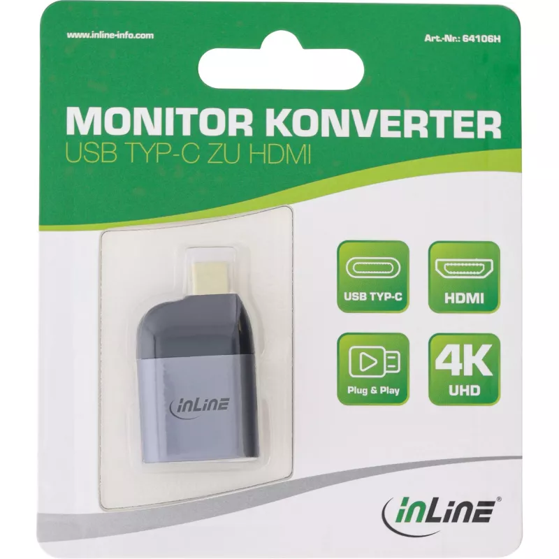InLine USB Display Converter, USB-C isane HDMI emasele, 4K60Hz