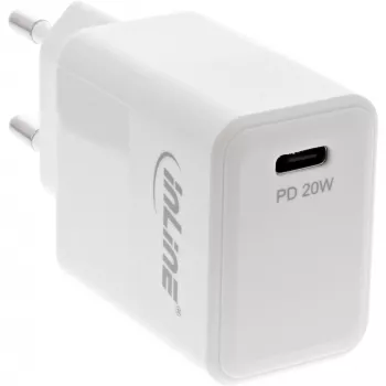 InLine USB PD laadija, üks USB-C, Power Delivery, 20 W, valge