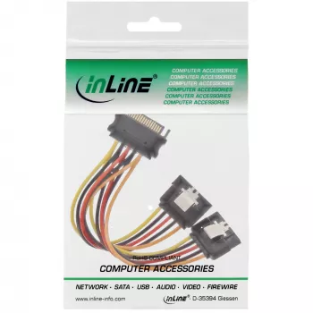 InLine SATA toite Y-kaabel emane / 2 x isane turvariiviga, 0,30 m