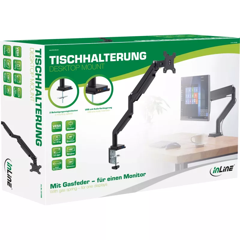 InLine lauakinnitus tõstukiga ja USB/Heliga kuni max 82 cm 32 tolli 9 kg