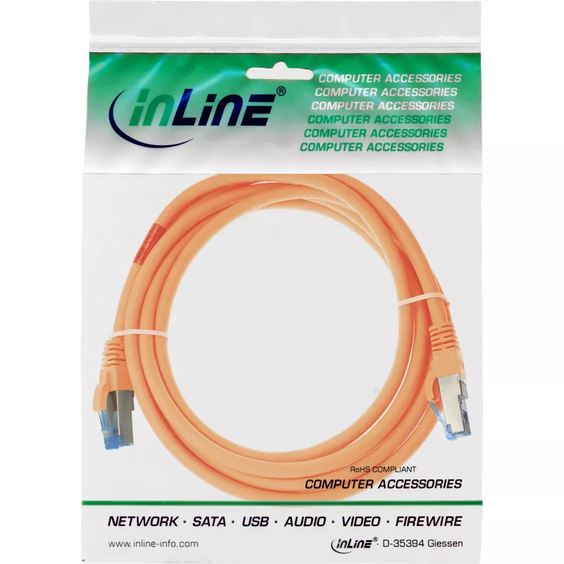 InLine ühenduskaabel S/FTP PiMF Cat.6A halogeenivaba 500MHz oranž 3m