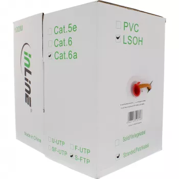 InLine patch-kaabel S/FTP PiMF Cat.6A halogenivaba 500MHz oranž 100m