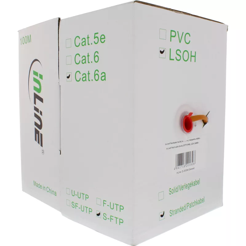 InLine patch-kaabel S/FTP PiMF Cat.6A halogenivaba 500MHz oranž 100m