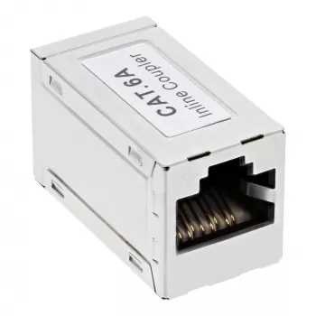 InLine Cat.6A adapter, täielikult varjestatud, metallist, 2x RJ45 emane/emane, 1:1