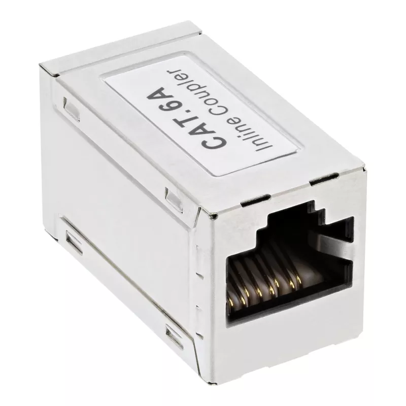 InLine Cat.6A adapter, täielikult varjestatud, metallist, 2x RJ45 emane/emane, 1:1