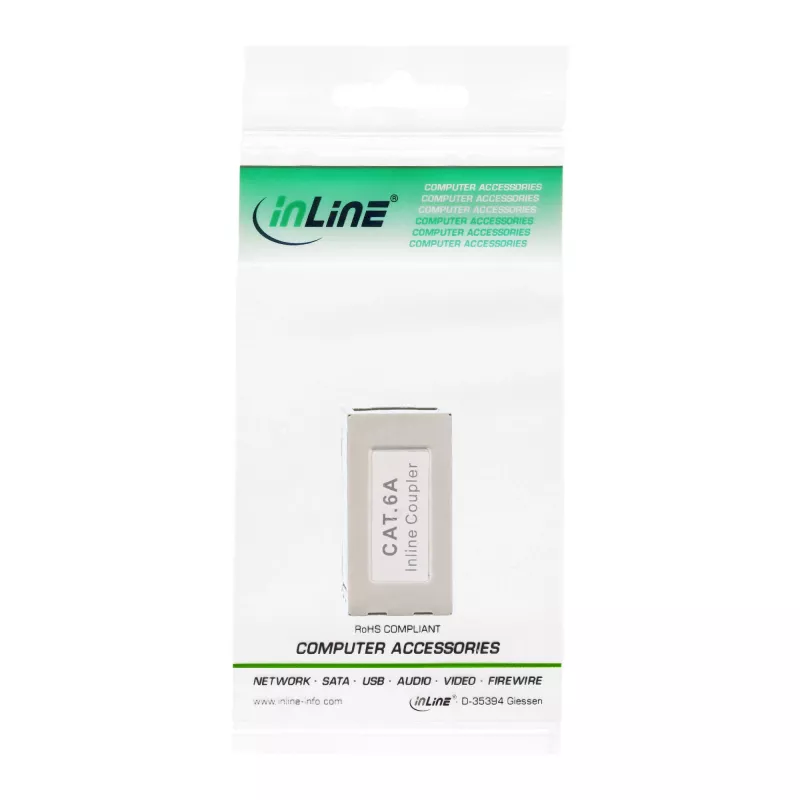 InLine Cat.6A adapter, täielikult varjestatud, metallist, 2x RJ45 emane/emane, 1:1