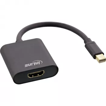 Mini DisplayPort HDMI-adapter InLine 4K/60Hz heliga, alumiiniumist, 0,15 m, must