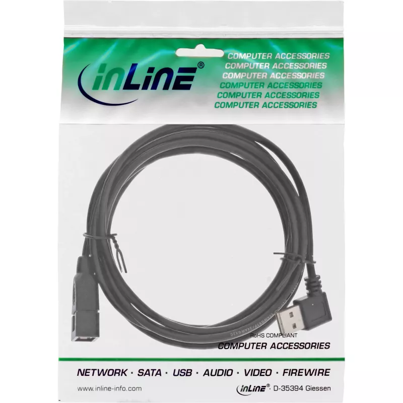 InLine USB 2.0 Smart kaabel nurga all + pööratav A-tüüpi isane/emane must 2m