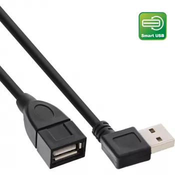 InLine USB 2.0 Smart kaabel nurga all ja pööratav A-tüüpi isane/emane must 1 m