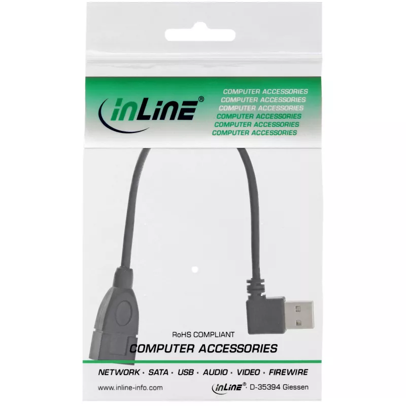 InLine USB 2.0 Smart kaabel nurga all ja pööratav A-tüüpi isane/emane must 0,2 m