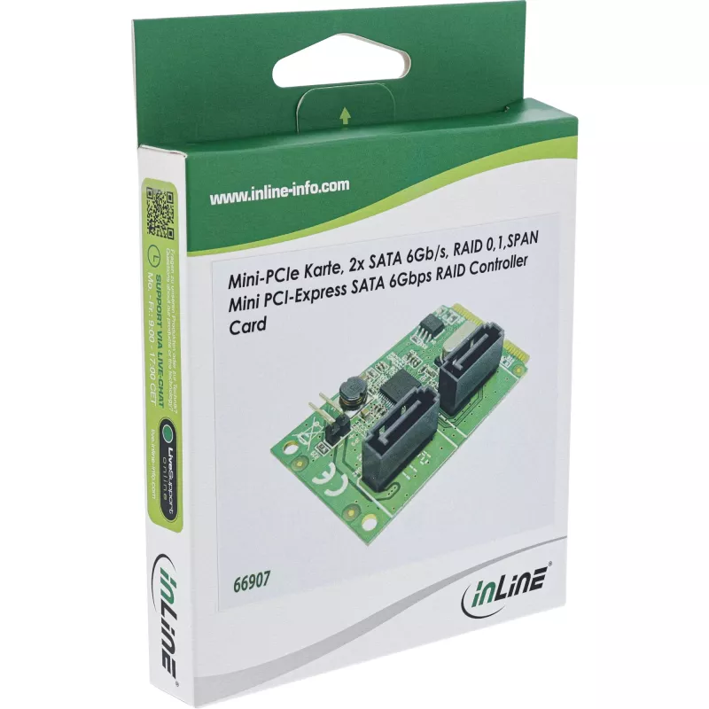 InLine Mini-PCIe 2.0 kaart 2x SATA 6 Gb/s RAID 0 / 1 / SPAN