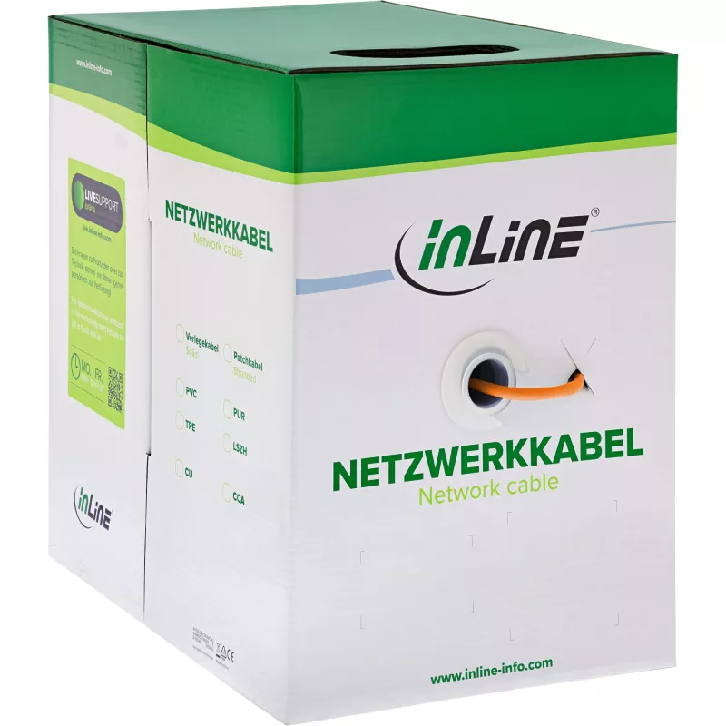 InLine Solid Installation kaabel 250MHz S/STP Cat.6 CU AWG23 halogen free 500m