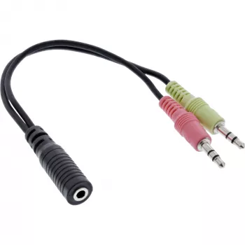 InLine Audio Peakomplekti adapterkaabel, 2x 3,5 mm isane kuni 3,5 mm emane 4pin, OMTP, 0,15 m