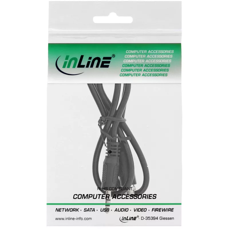 InLine heliadapterkaabel, 3,5 mm stereopistik/pesa keermega, 0,6 m