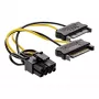 InLine toiteadapteri kaabel, 2x SATA isane / 8-kontaktiline PCI-Express isane, 0,15m