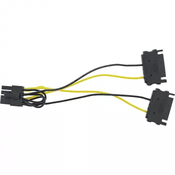 InLine toiteadapteri kaabel, 2x SATA isane / 8-kontaktiline PCI-Express isane, 0,15m