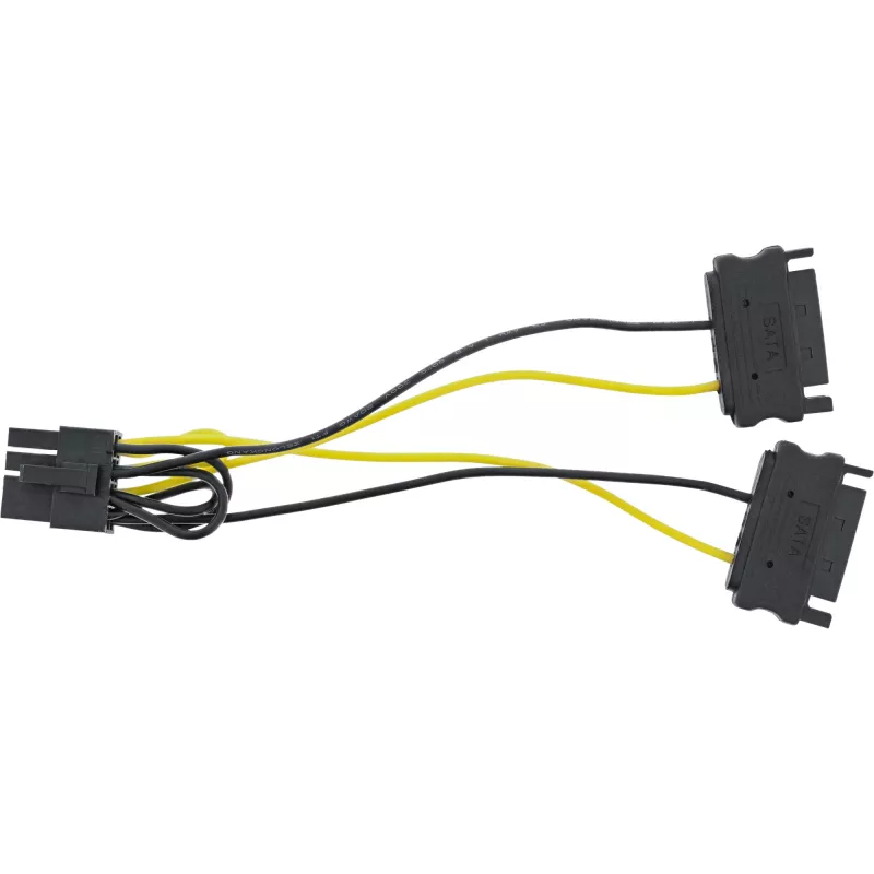 InLine toiteadapteri kaabel, 2x SATA isane / 8-kontaktiline PCI-Express isane, 0,15m