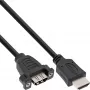 HDMI 4K2K adapter tüüp A-pistik / A-pesa äärikuga 0,6m InLine 17500B