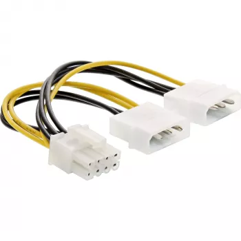 InLine toiteadapterkaabel, 2x 5,25-tolline isane / 8-kontaktiline PCI-Express isane, 0,15 m