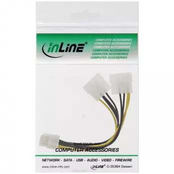 InLine toiteadapterkaabel, 2x 5,25-tolline isane / 8-kontaktiline PCI-Express isane, 0,15 m