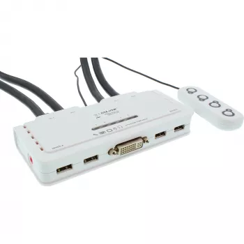 InLine KVM-lüliti 4 porti DVI-D + USB + Audio, sh 2 kaablikomplekti