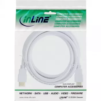 InLine kiire HDMI-kaabel Ethernetiga, M/M, valge, kullatud kontaktid, 2m