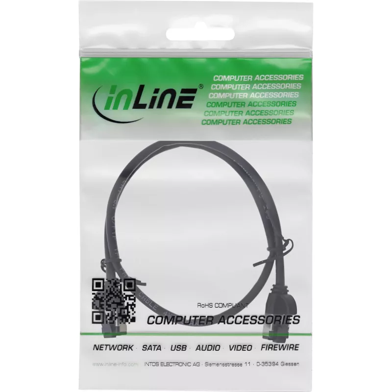 InLine patch-kaabel, peen, U/FTP, Cat.8.1, TPE halogeenivaba, must 0,5 m