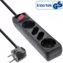 InLine pistikupesaliist, 4 pesaga, 2x CEE7/3 + 2x Euro CEE 7/16, must, 3m