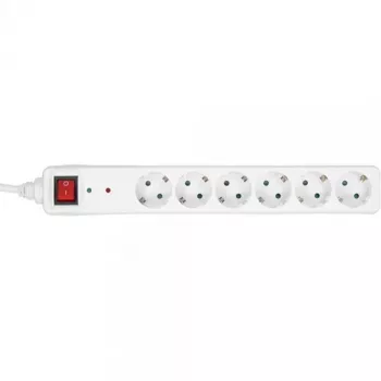 InLine pistikupesa riba CEE 7/3, 6-kohaline, ülepingekaitse, lüliti, valge