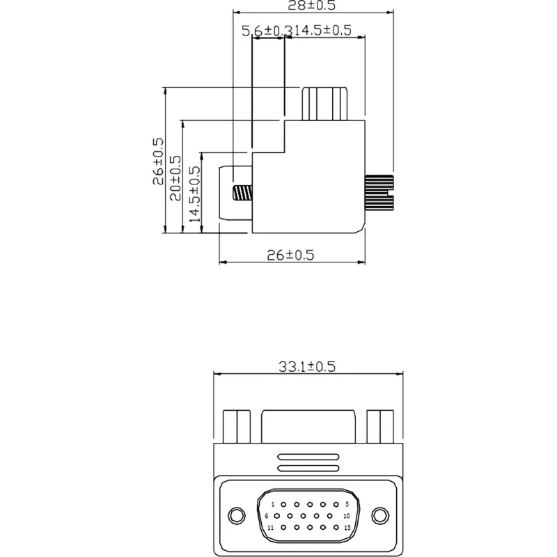 InLine VGA adapter 90° 15 kontakti isane / emane, InLine, 37248I