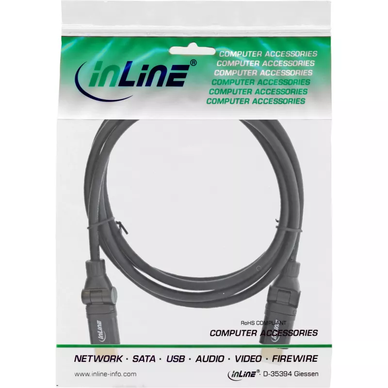 InLine kiire HDMI pööratav kaabel, Ethernetiga, AM/AM, must, kuldsed kontaktid, 3m