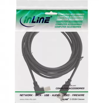 InLine USB 2.0 kaabel, allapoole nurga all, A-tüüpi isane / B-tüüpi isane, must, 3m